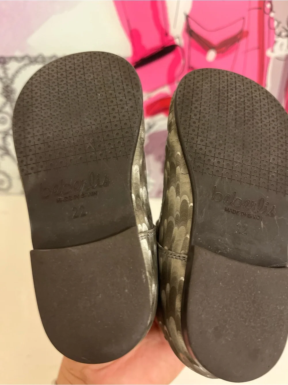 Mary Jane Shoes - Metallic Feather-Print Leather, Toddler EU 22 (US Toddler 6)